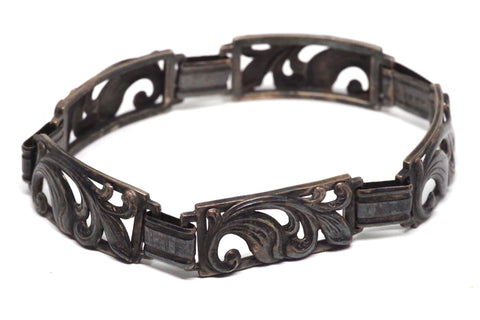 Swirly Art Nouveau Silver Clasp Bracelet